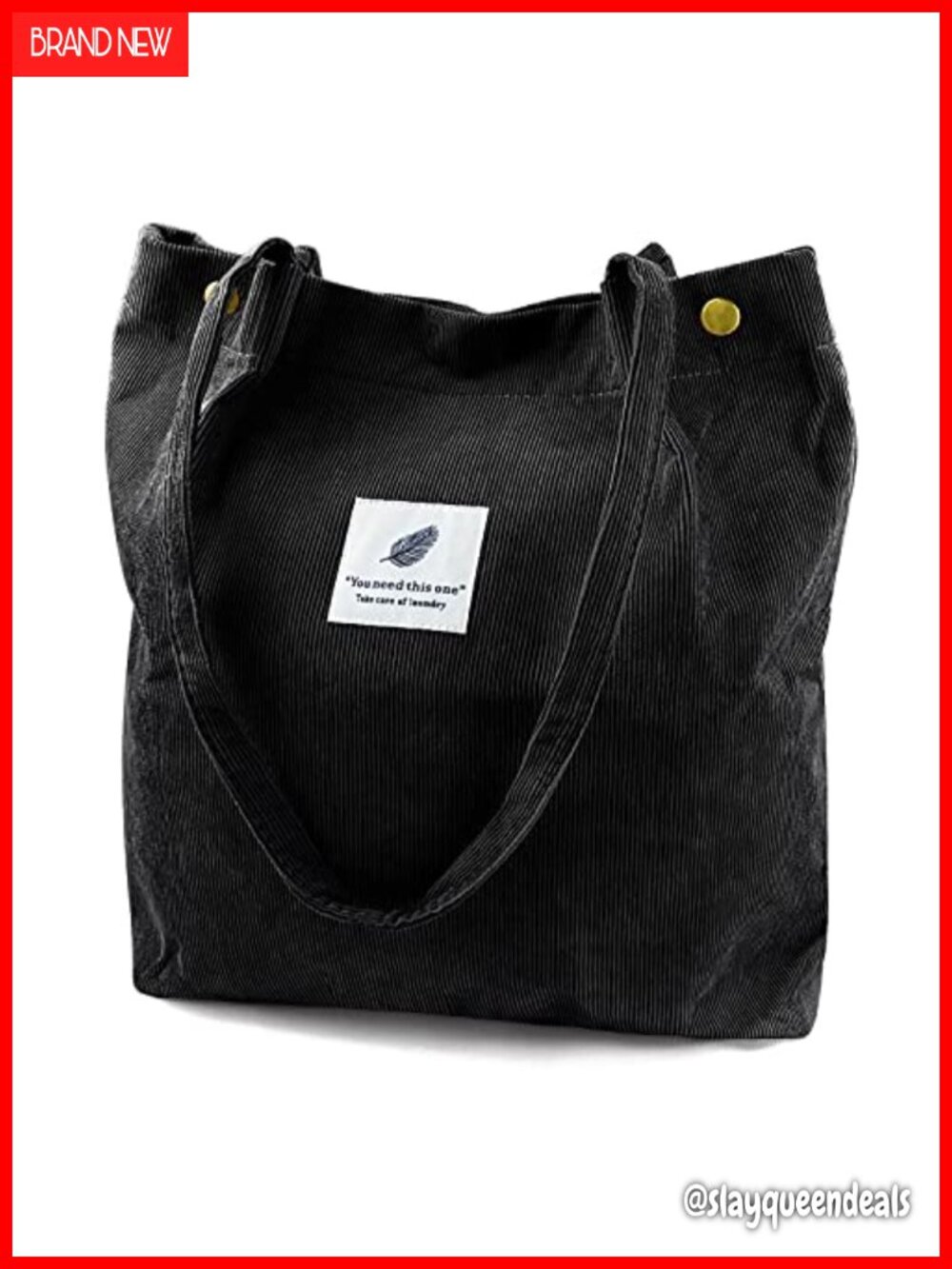 Corduroy Tote Bag Canvas Shoulder Purse with Inner Pocket